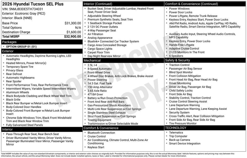 2026 Hyundai TUCSON SEL Plus