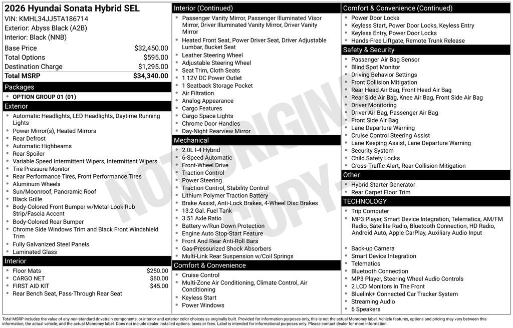 2026 Hyundai SONATA HYBRID SEL