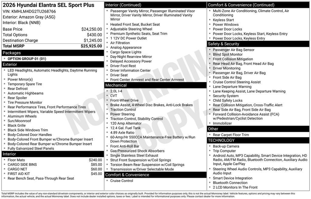 2026 Hyundai ELANTRA SEL Sport