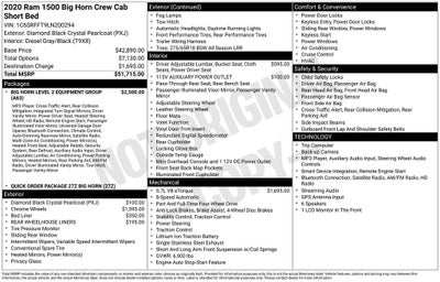2020 RAM 1500 Big Horn Crew Cab 4x4 5'7' Box