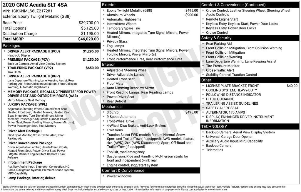 2020 GMC Acadia SLT