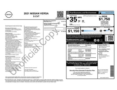 2021 Nissan Versa 1.6 S