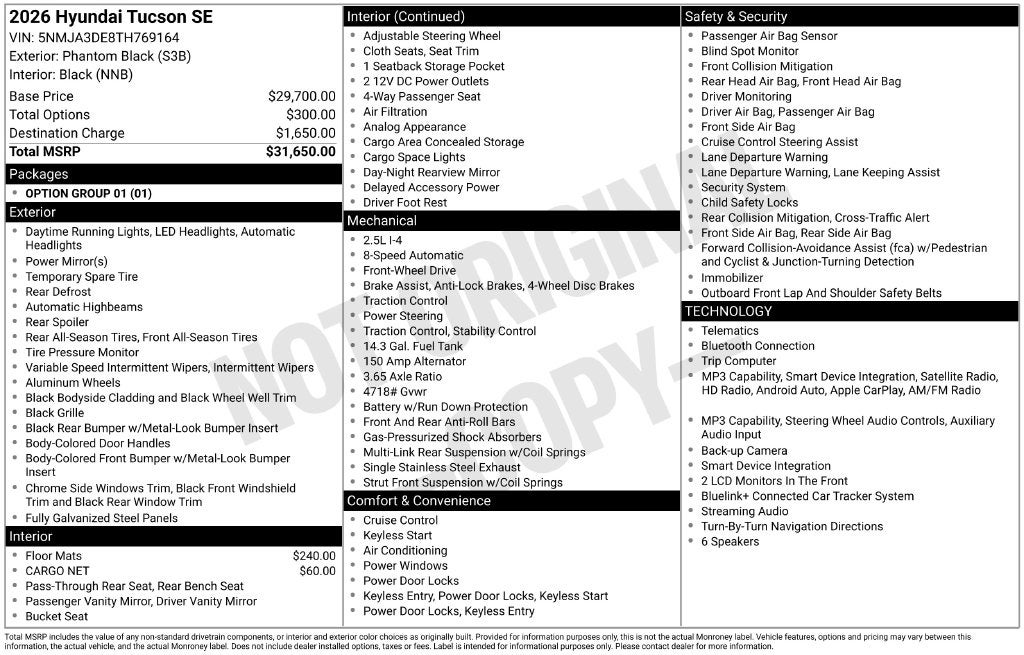 2026 Hyundai TUCSON SE FWD