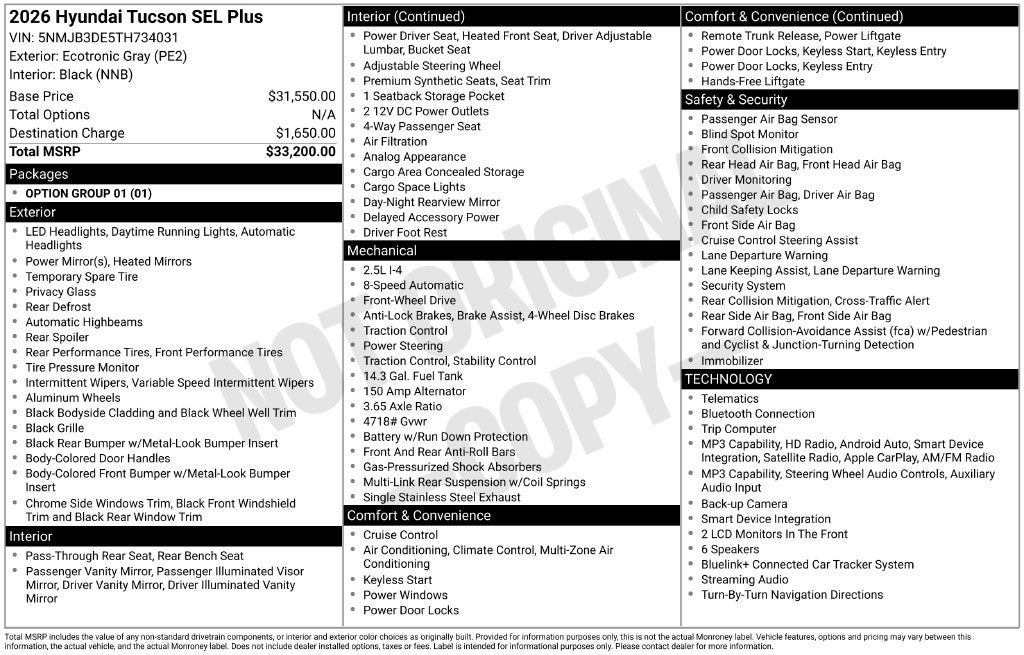 2026 Hyundai TUCSON SEL Plus FWD