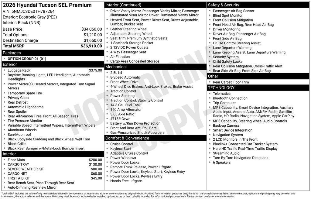 2026 Hyundai TUCSON SEL Premium FWD