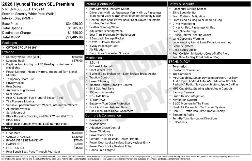 2026 Hyundai TUCSON SEL Premium FWD