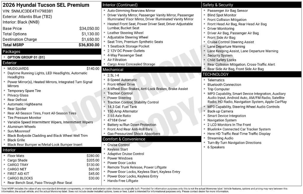 2026 Hyundai TUCSON SEL Premium FWD