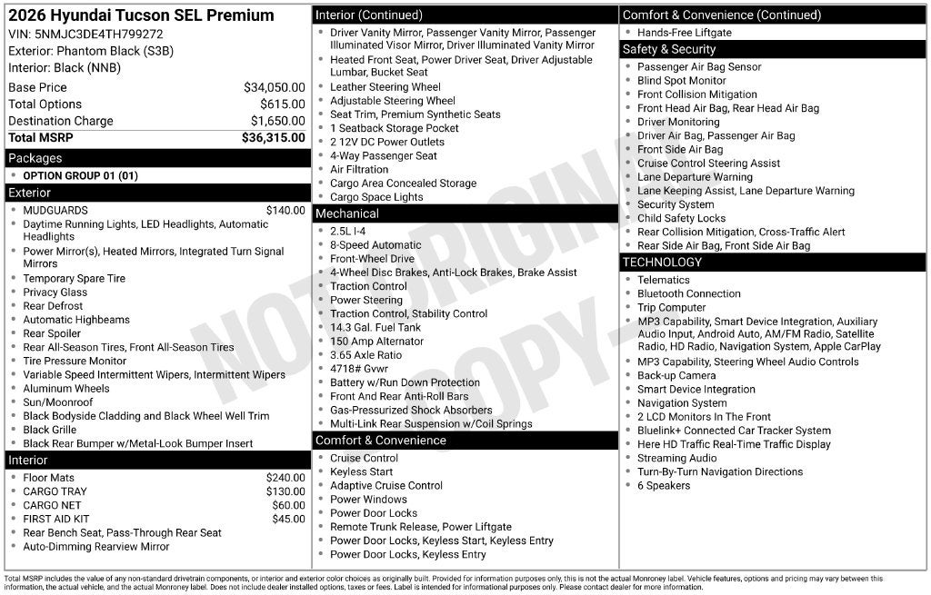 2026 Hyundai TUCSON SEL Premium FWD