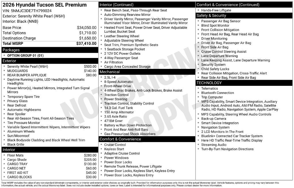 2026 Hyundai TUCSON SEL Premium FWD