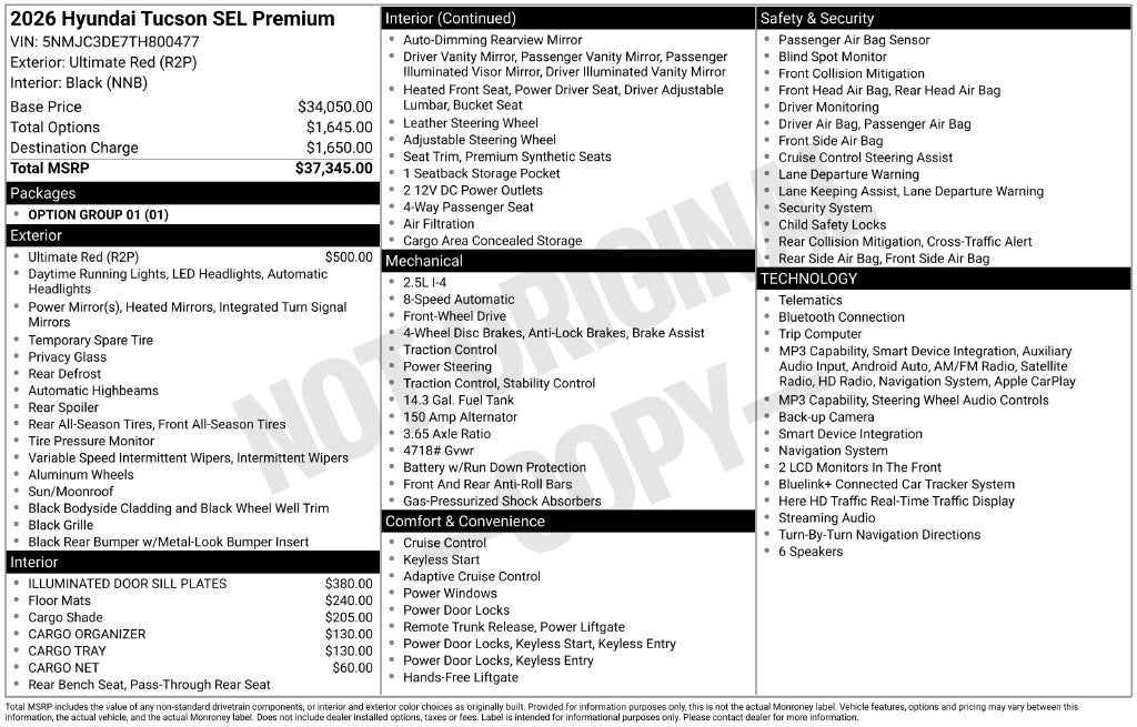 2026 Hyundai TUCSON SEL Premium FWD