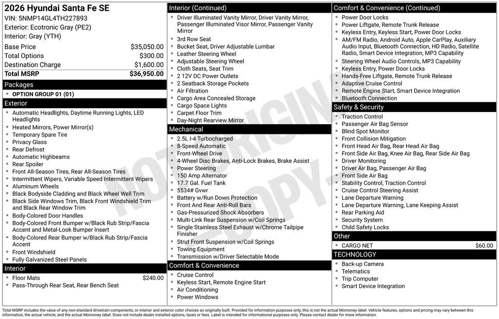 2026 Hyundai SANTA FE SE FWD