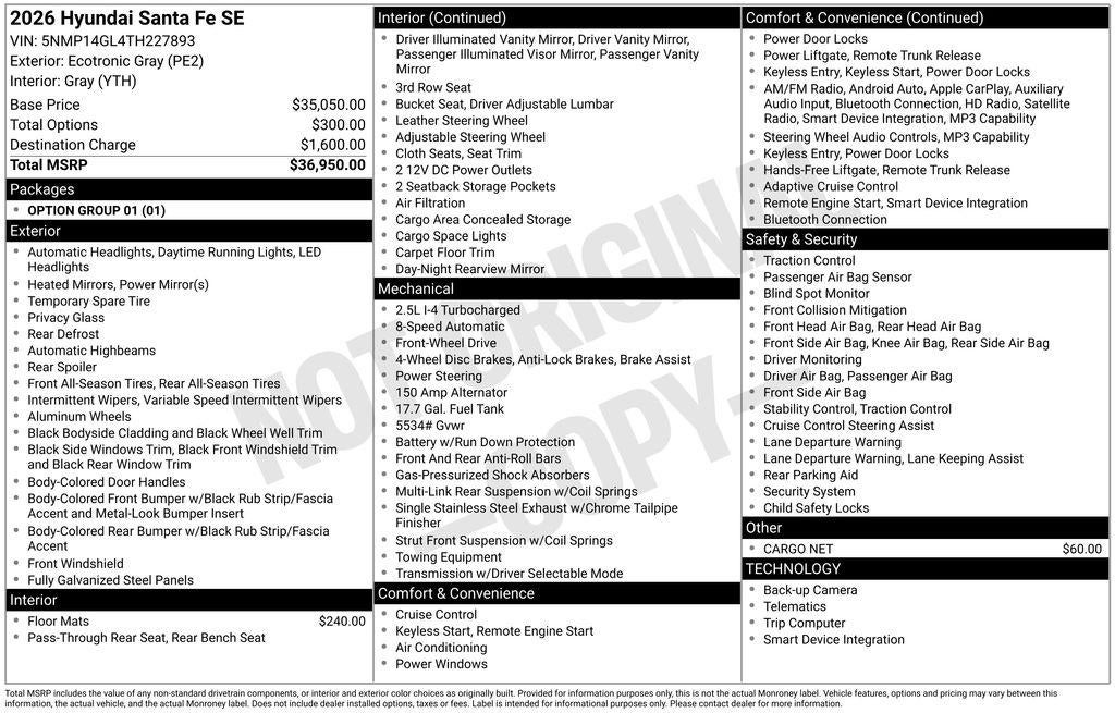 2026 Hyundai SANTA FE SE FWD