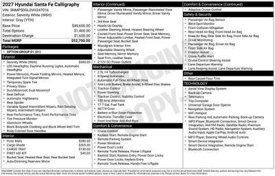 2027 Hyundai SANTA FE Calligraphy AWD