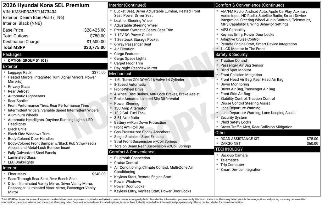 2026 Hyundai KONA SEL Premium FWD