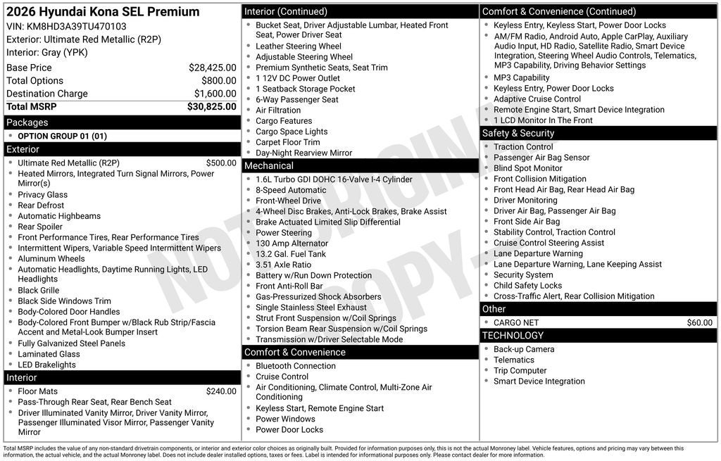 2026 Hyundai KONA SEL Premium FWD