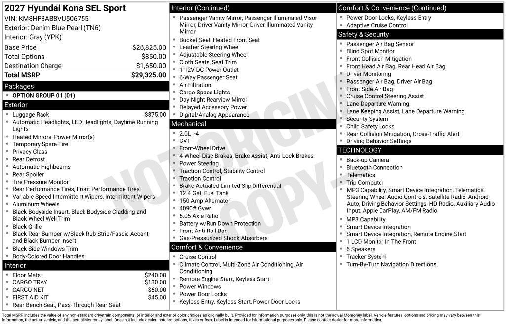 2027 Hyundai KONA SEL Sport FWD