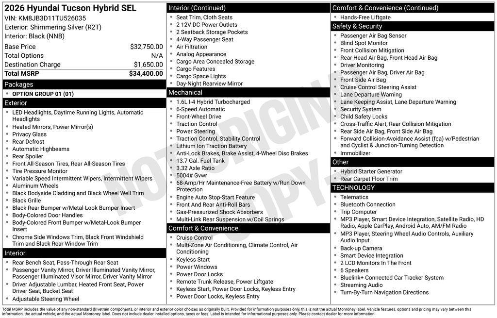2026 Hyundai TUCSON HYBRID SEL FWD
