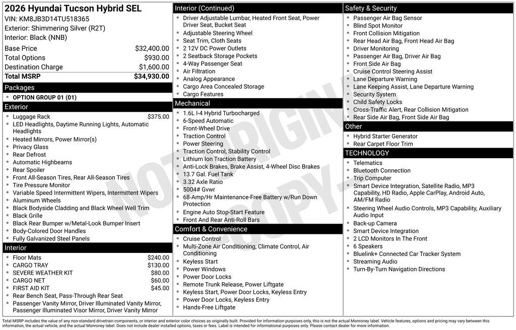 2026 Hyundai TUCSON HYBRID SEL FWD