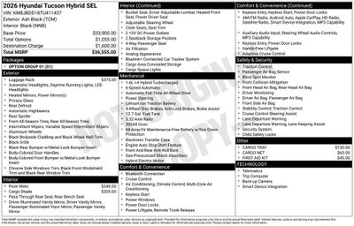 2026 Hyundai TUCSON HYBRID SEL AWD