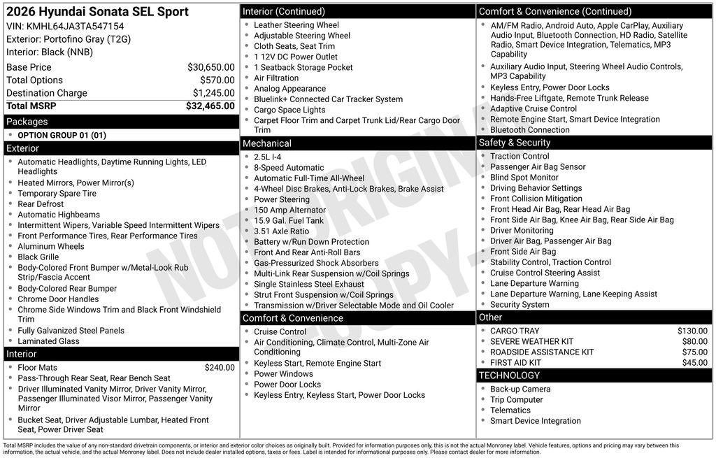2026 Hyundai SONATA SEL Sport