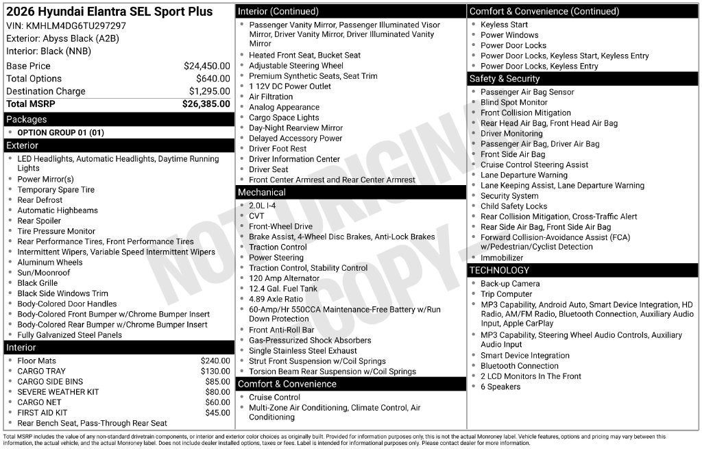 2026 Hyundai ELANTRA SEL Sport Plus