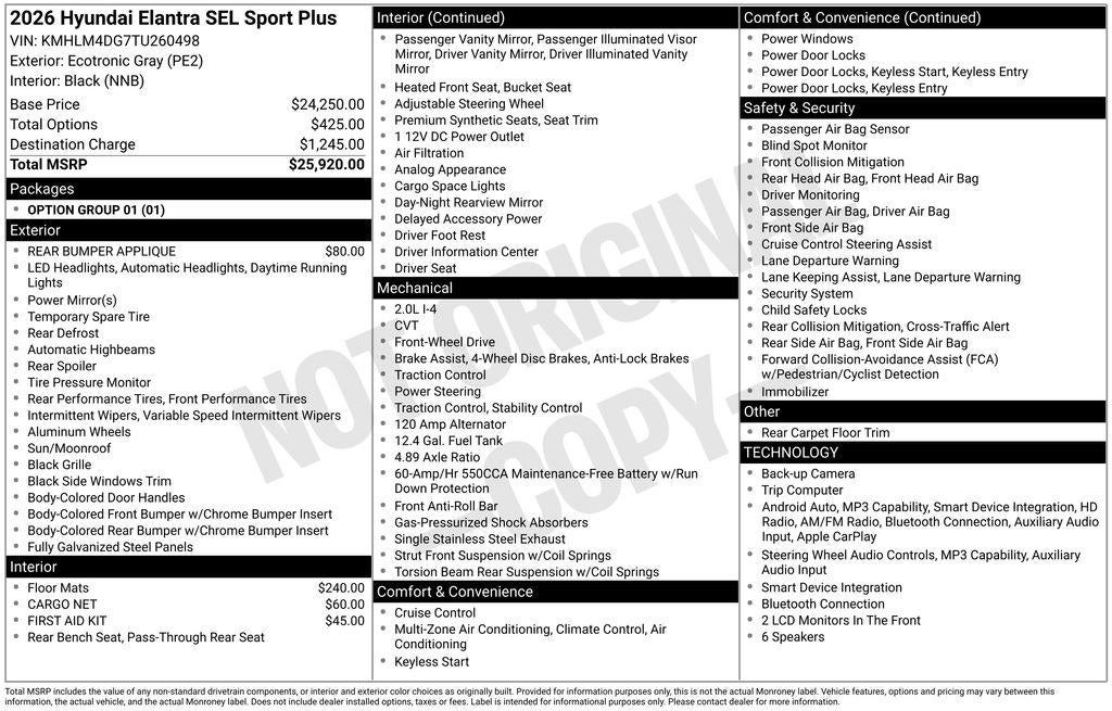 2026 Hyundai ELANTRA SEL Sport