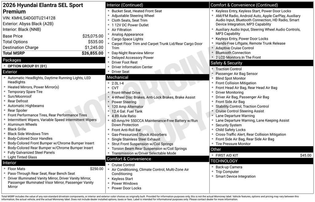 2026 Hyundai ELANTRA SEL Sport Premium