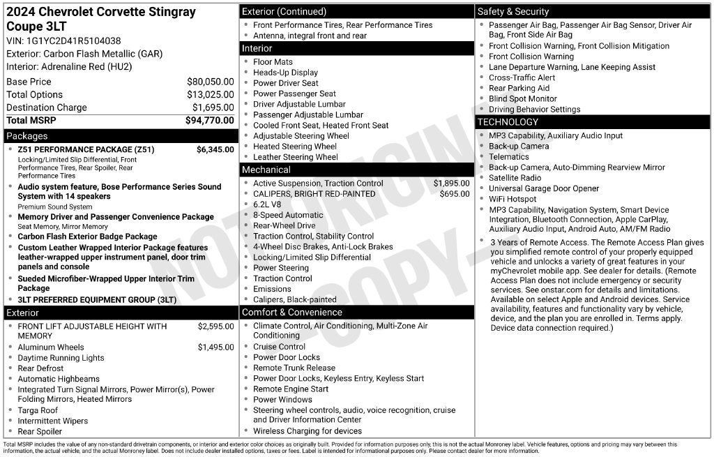 2024 Chevrolet Corvette Stingray 3LT